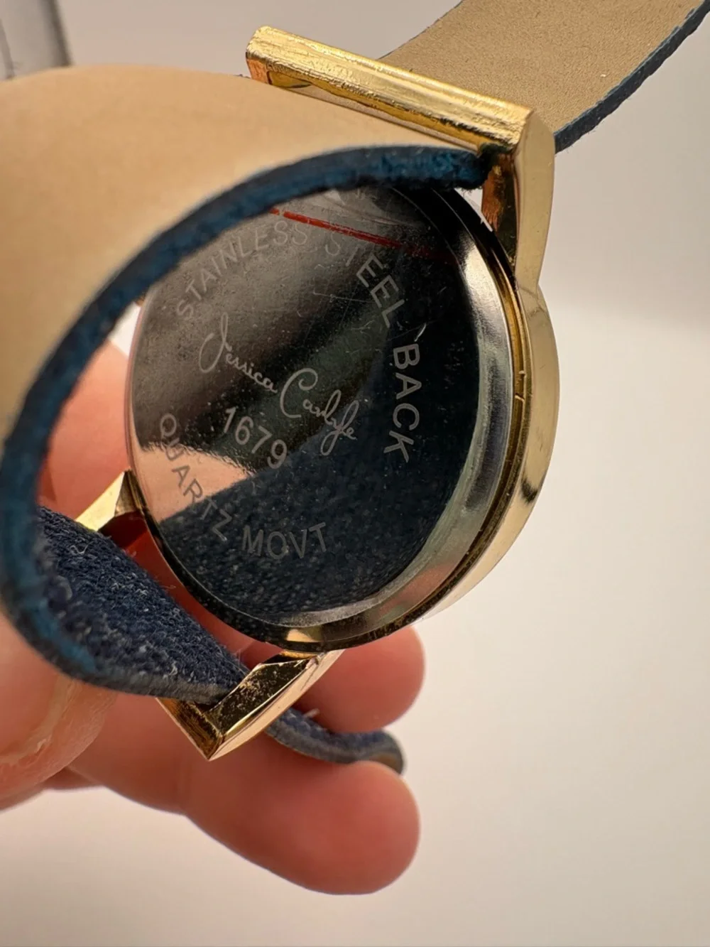 Jessica‎ Carlyle Gold Crystal Bezel Denim Strap Watch Today Will Be Awesome Dial